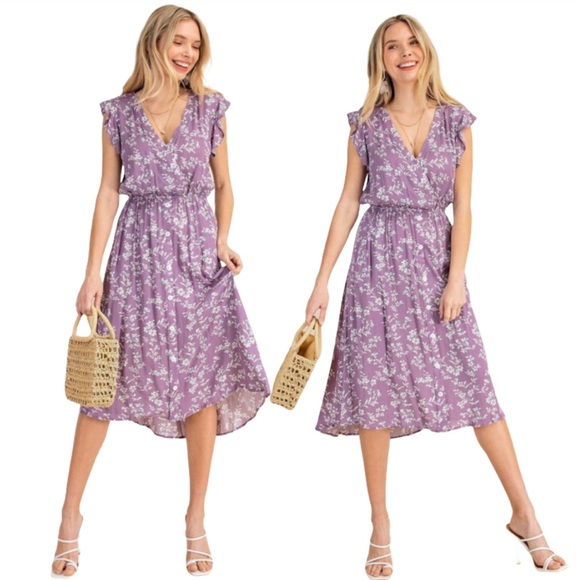 NEW Luxurious floral Lavender dress with pockets - Picture 10 of 10